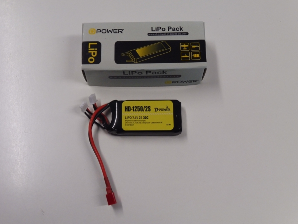 D-Power Lipo HD-1250 | 2S | 7.4V | 30C # 220-HD12502T